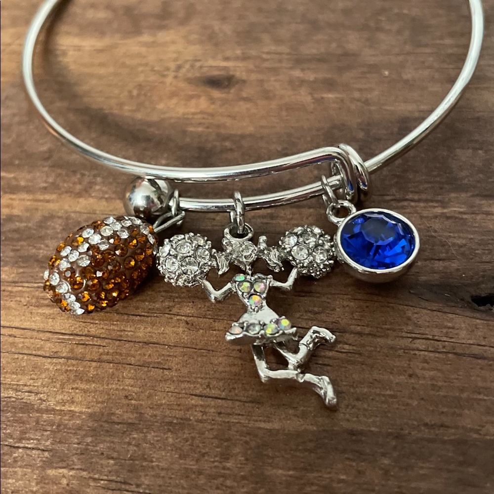 Cheer Football Expandable Charm Bracelet